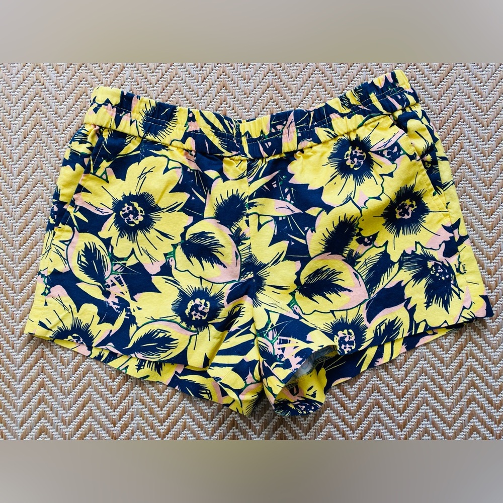 J.Crew Linen Shorts Yellow Florals Size 6